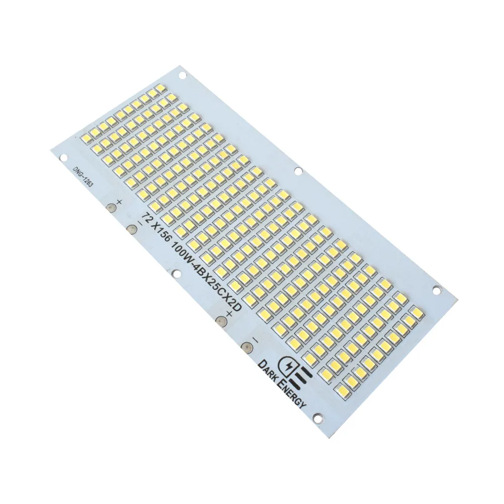 100W White 72mm x 156mm Metal Core LED PCB