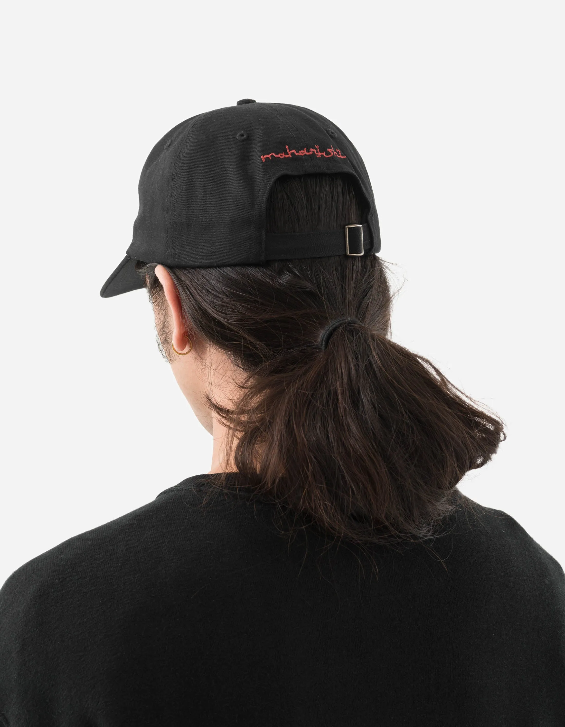 1358 Spiral Temple Embroidered Cap Black