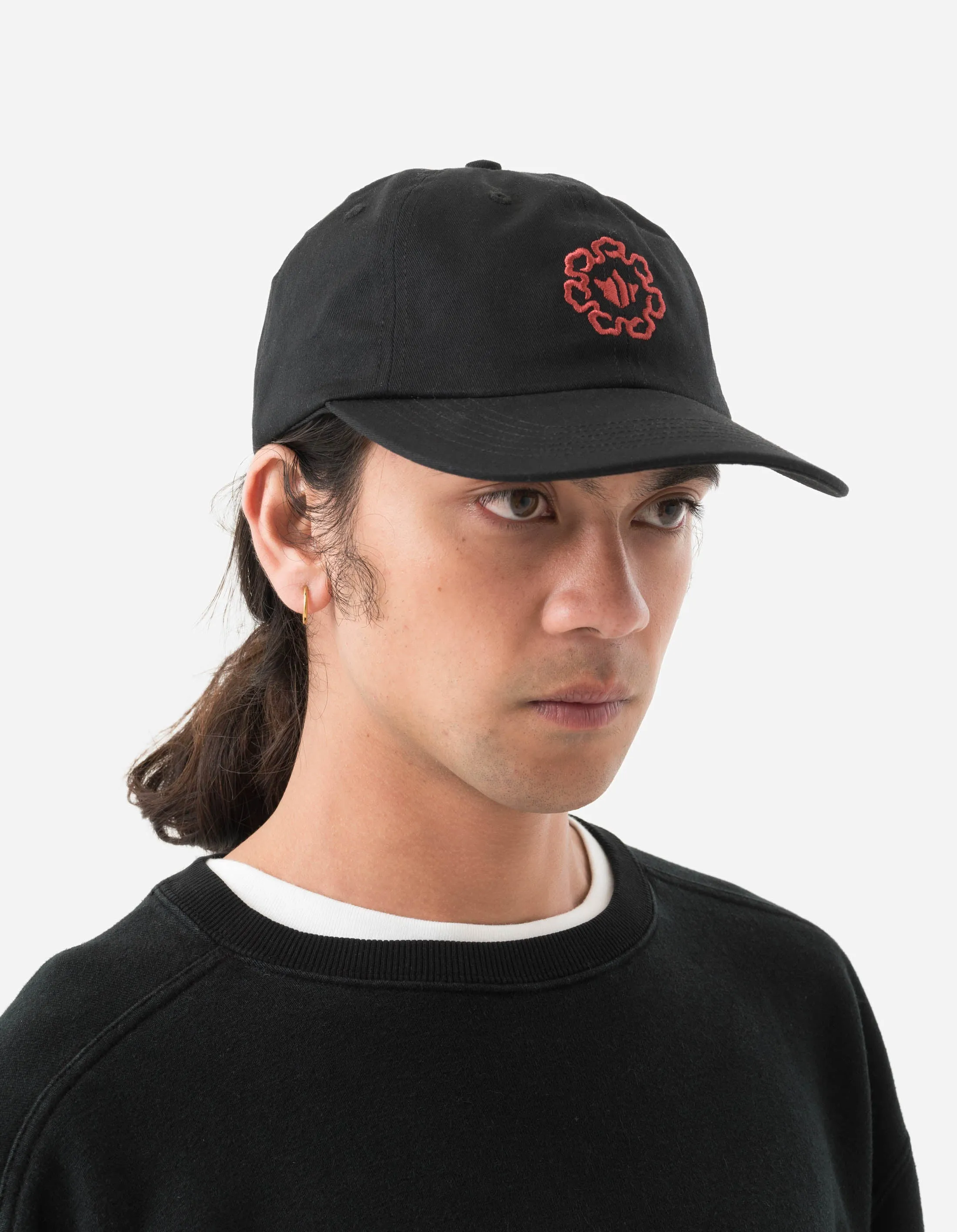 1358 Spiral Temple Embroidered Cap Black