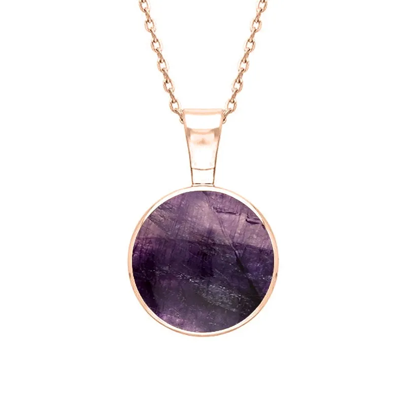 18ct Rose Gold Blue John Heritage Round Necklace