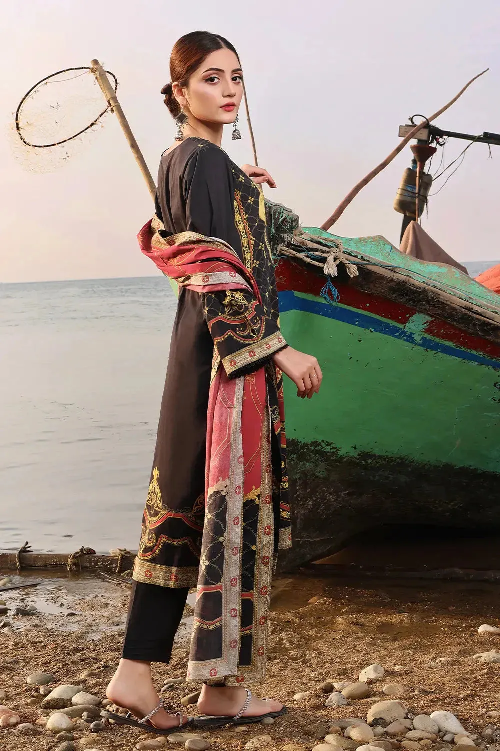 3PC Printed Unstitched Lawn Suit KLA-2406