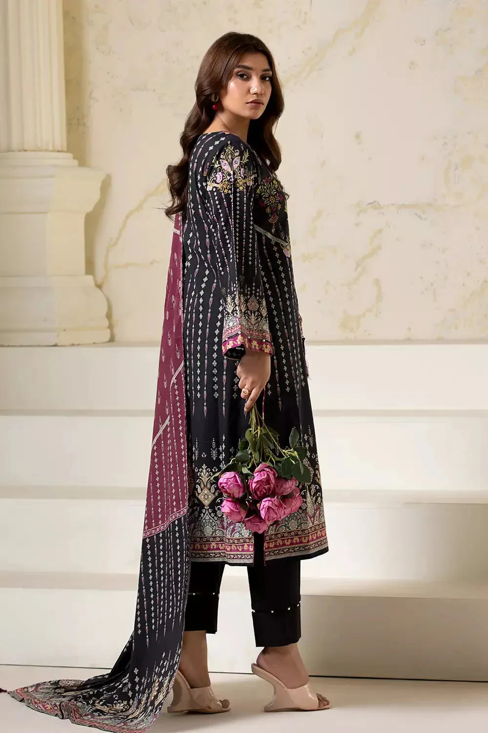 3PC Printed Unstitched Lawn Suit KLA-2743