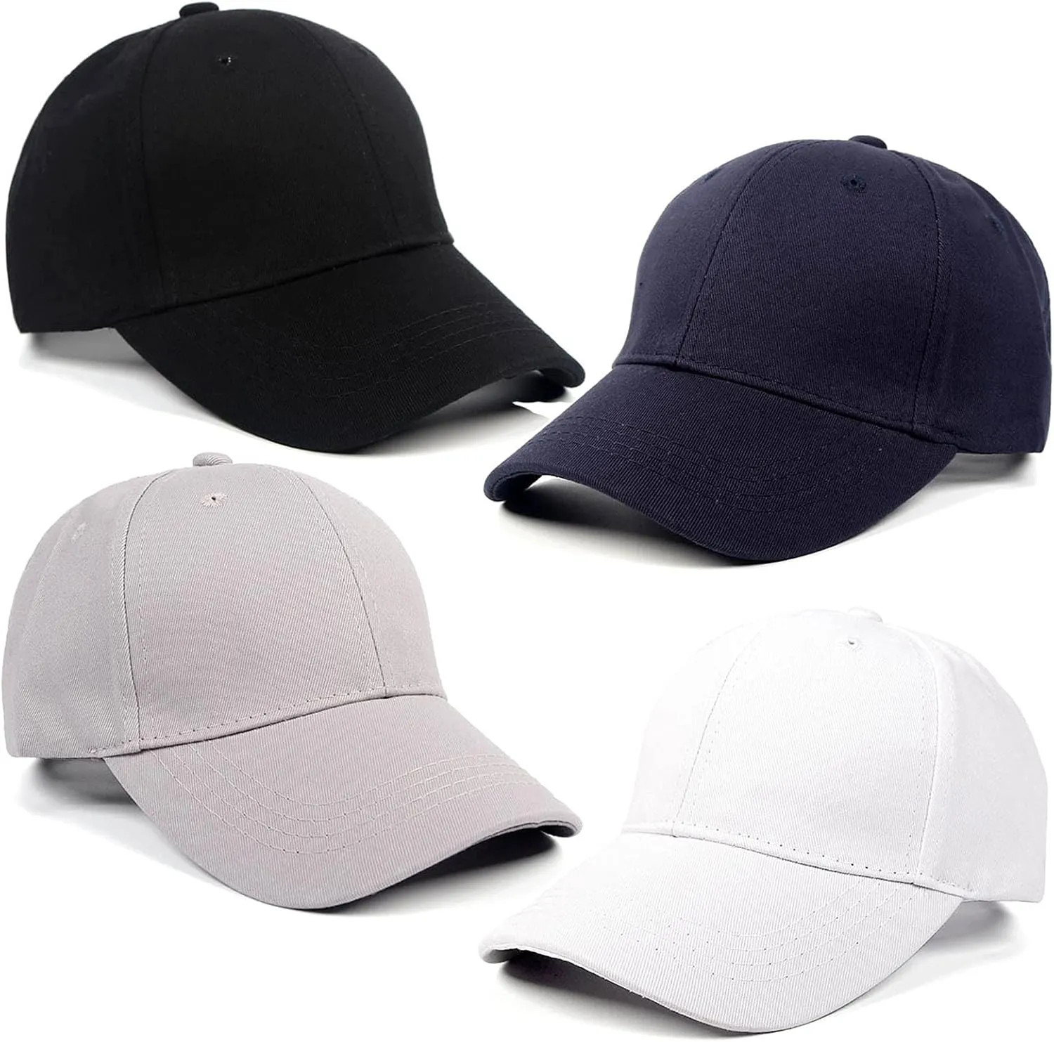 4-Piece Toddler Baseball Cap Set - Washed Cotton, Adjustable Caps for Boys & Girls
