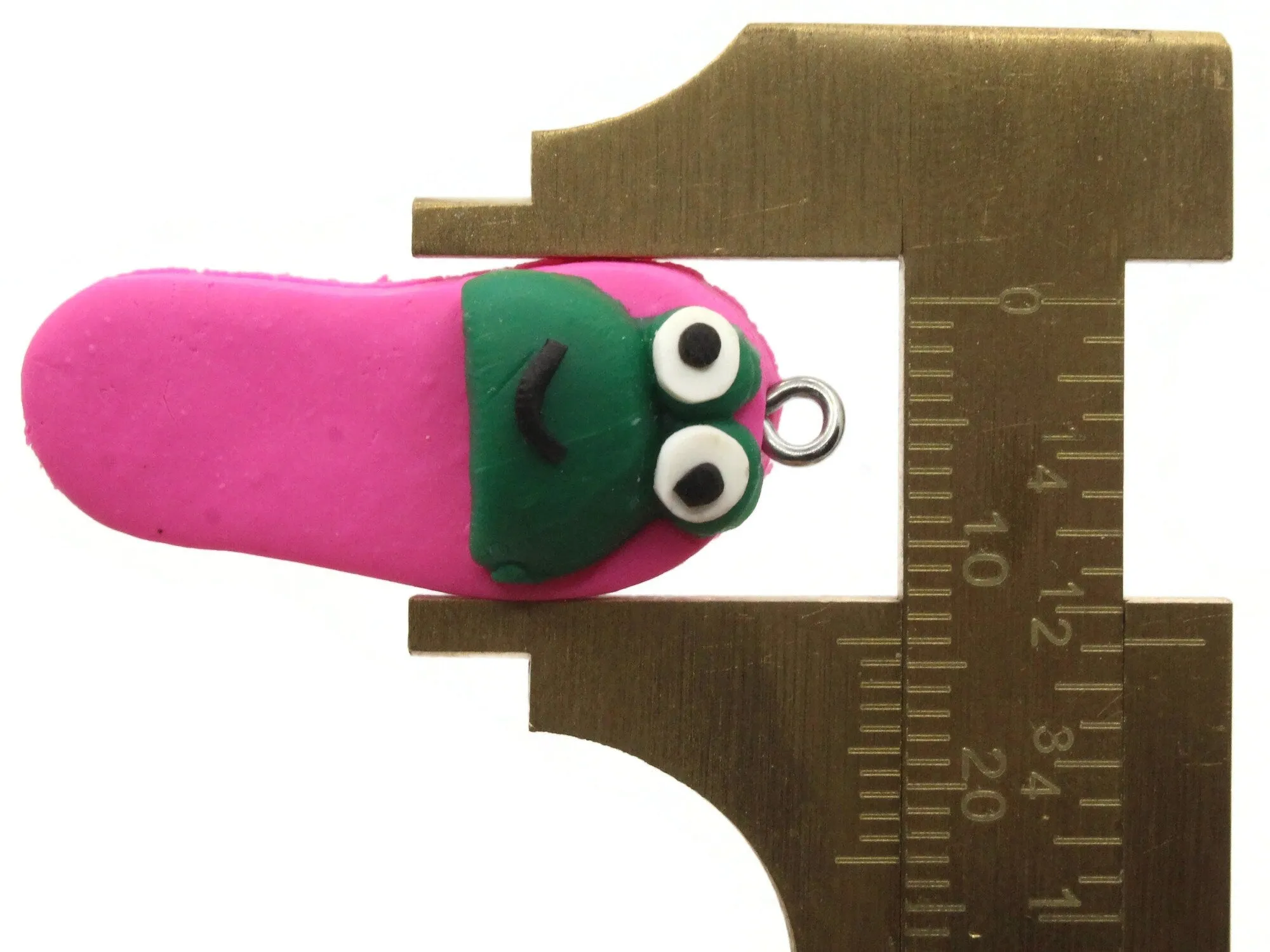 5 34mm Hot Pink And Green Frog Slipper Polymer Clay Miniature Charms