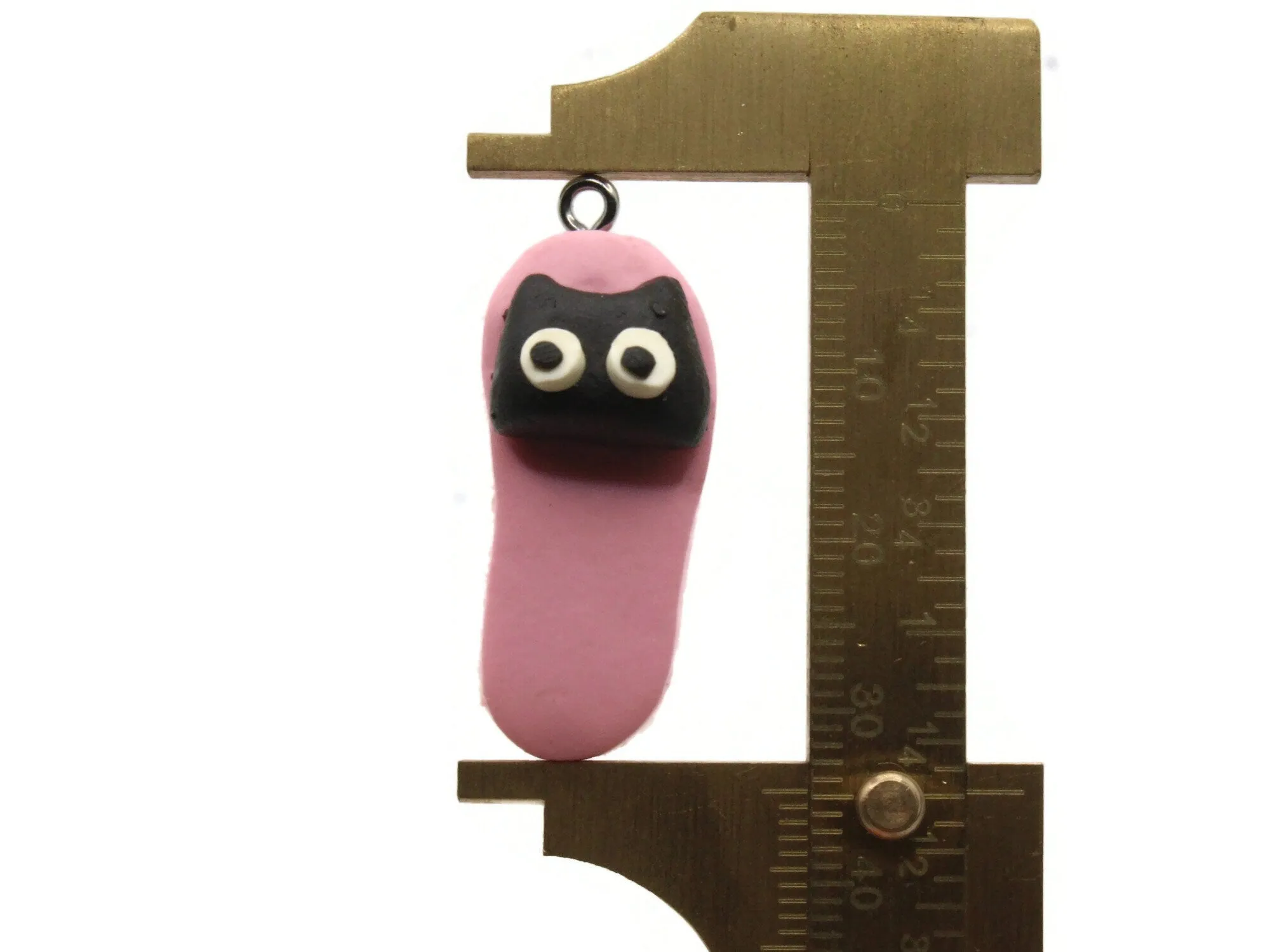 5 34mm Pink And Black Cat Polymer Clay Miniature Slipper Charms
