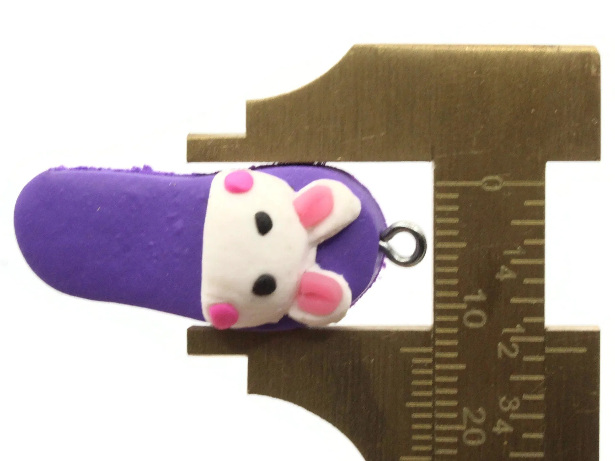 5 34mm Purple Bunny Rabbit Slipper Polymer Clay Miniature Slipper Charms