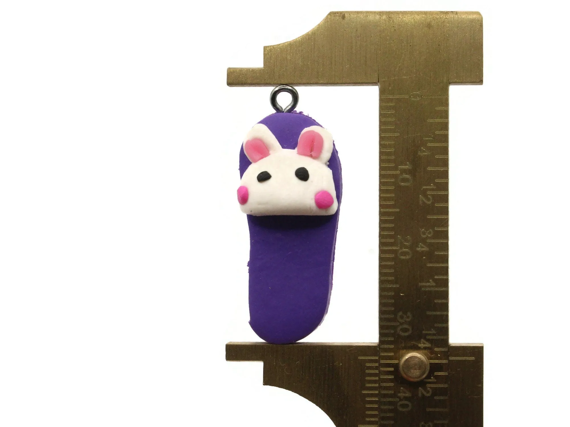 5 34mm Purple Bunny Rabbit Slipper Polymer Clay Miniature Slipper Charms