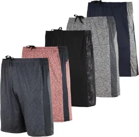 5 Pack Men's Active Quick Dry Fit Shorts - Athletic Running Gym Workout Casual Shorts with Pockets Bulk