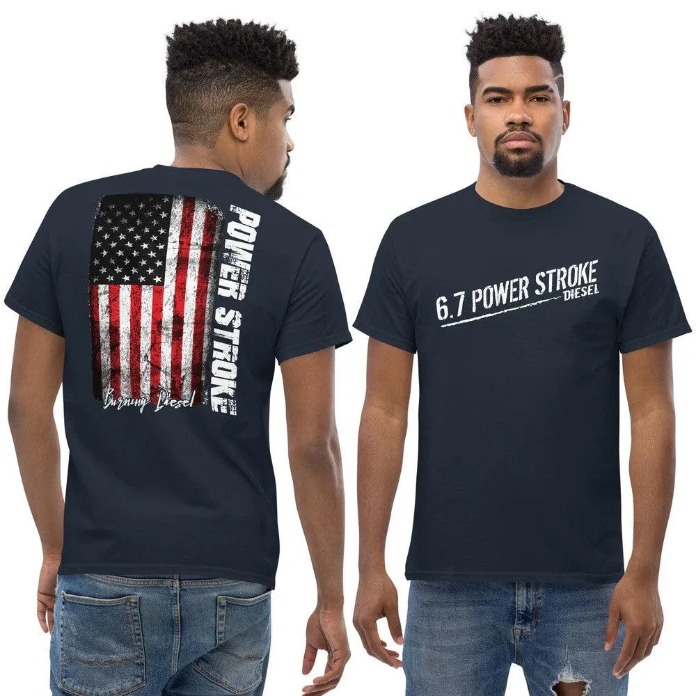 6.7 Power Stroke T-Shirt With American Flag