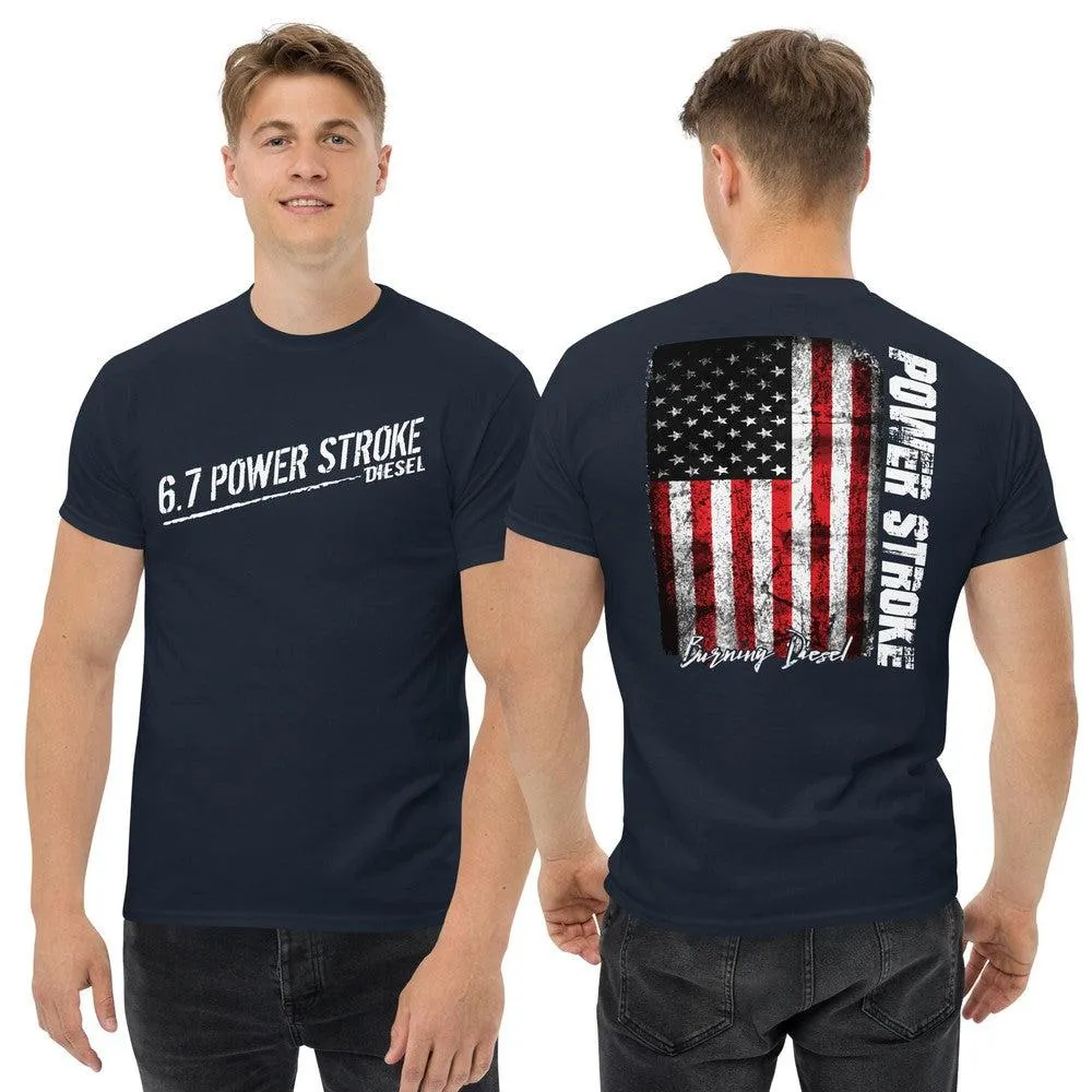 6.7 Power Stroke T-Shirt With American Flag