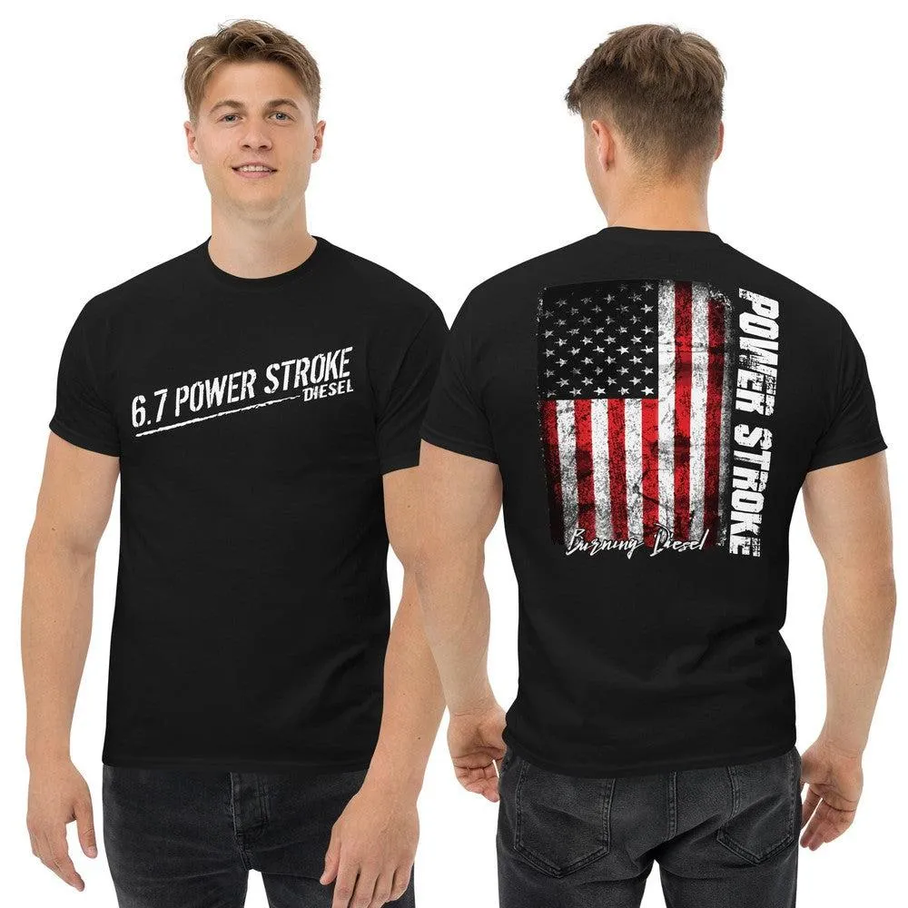 6.7 Power Stroke T-Shirt With American Flag