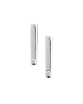 925 Sterling Silver Rhodium Plated With Zirconia Stud Earring