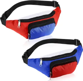 Abbylike 2 Pack Fanny Packs 4th of July Patriotic White Blue Red Fanny Packs Adjustable Waist Bags Outfit Accessories for Women Men Independence Day USA American National Day Party (Patriotic Style)