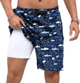 Adisputent Mens Swim Trunks with Compression Liner Quick Dry Swimsuit with Zipper Pockets Bathing Suit Beach Swim Shorts