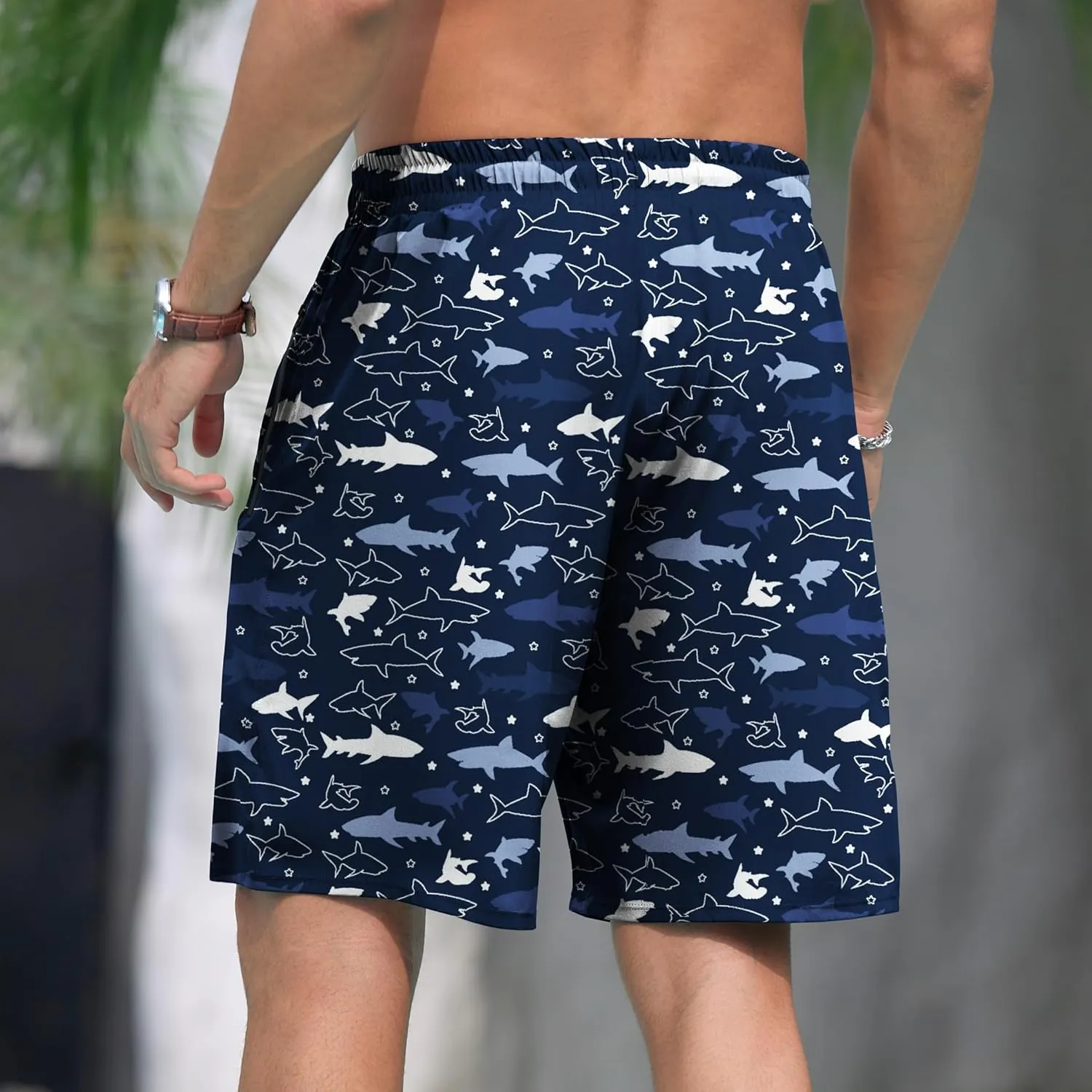 Adisputent Mens Swim Trunks with Compression Liner Quick Dry Swimsuit with Zipper Pockets Bathing Suit Beach Swim Shorts