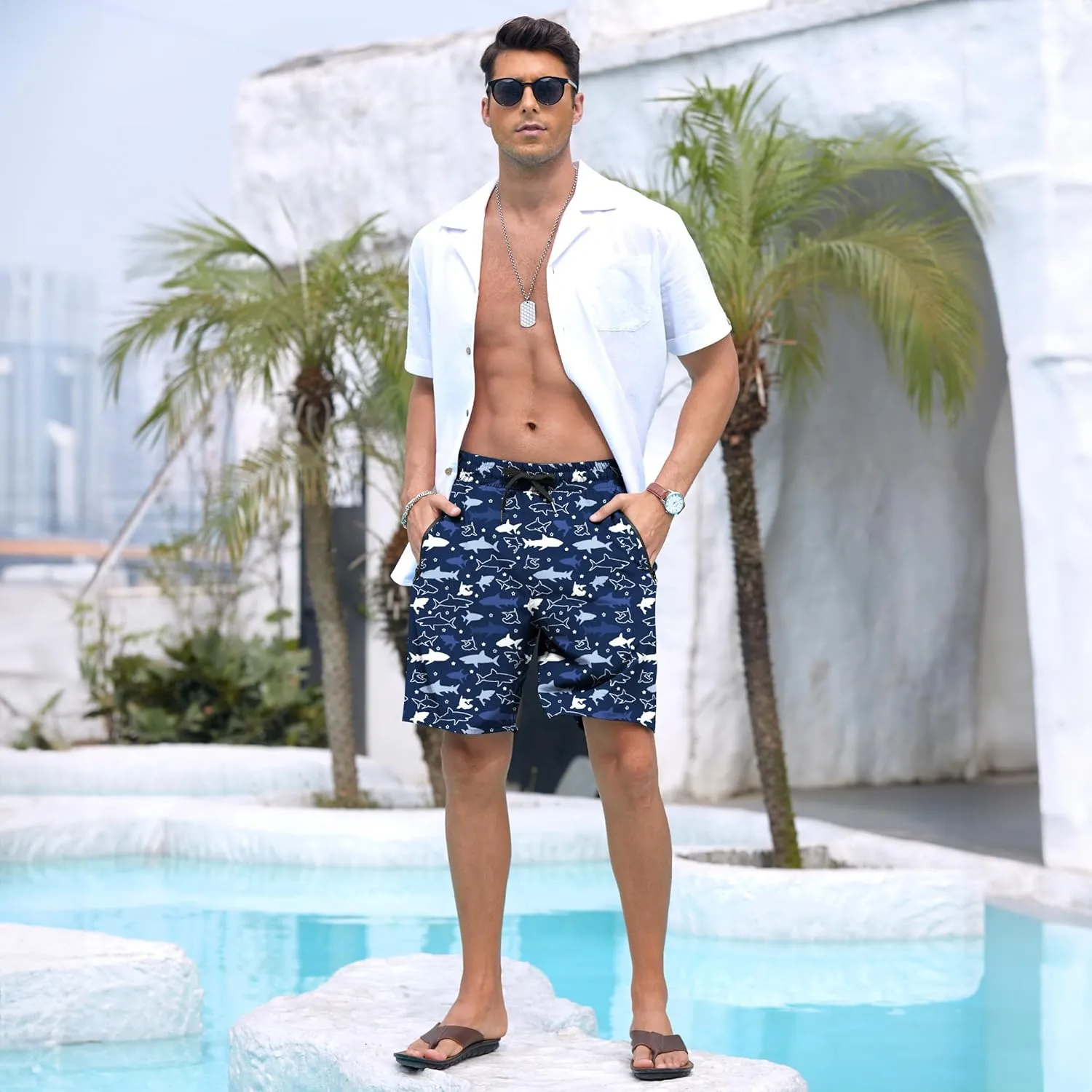Adisputent Mens Swim Trunks with Compression Liner Quick Dry Swimsuit with Zipper Pockets Bathing Suit Beach Swim Shorts