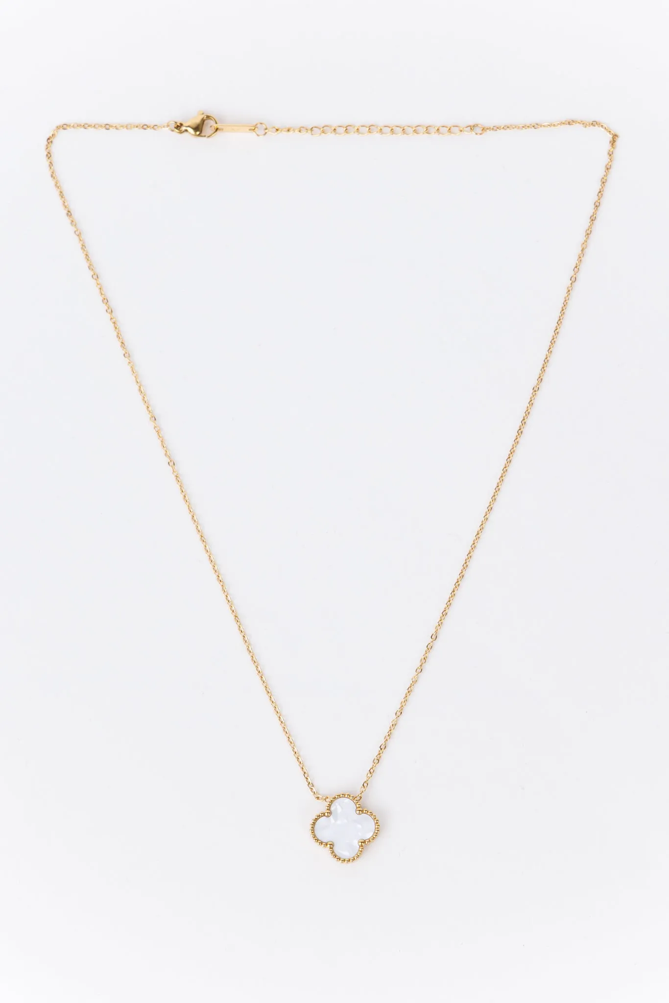 Alora  Clover Pendant Necklace- White
