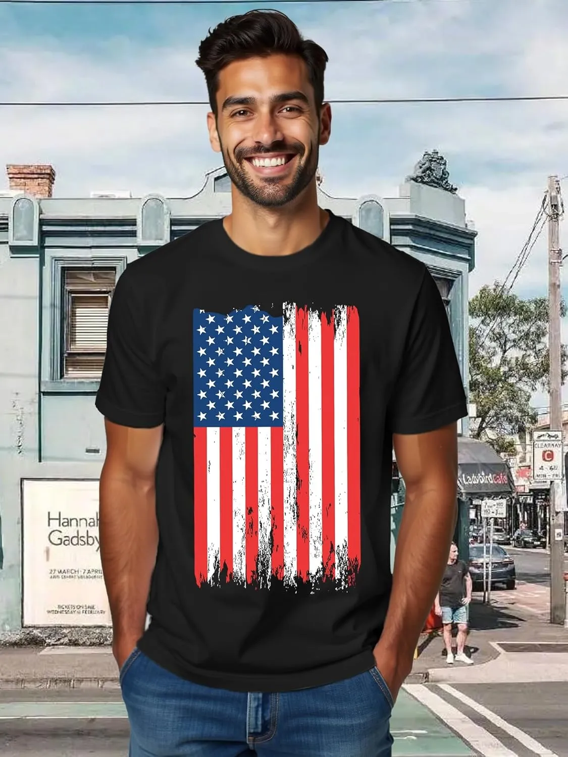 American Flag Shirts for Men USA 4th of July T-Shirt Memorial Day Patriotic Tee Tops