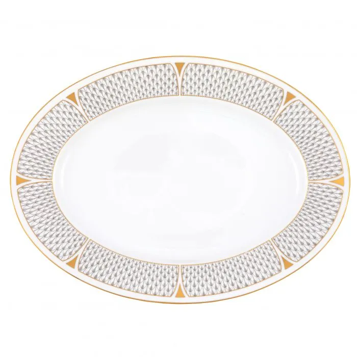 Art Deco Gray Oval Platter