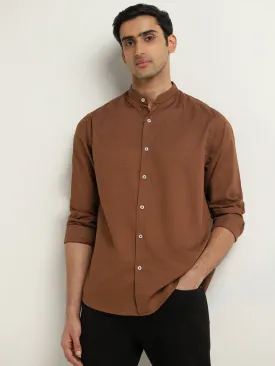 Ascot Tan Solid Relaxed-Fit Cotton Shirt
