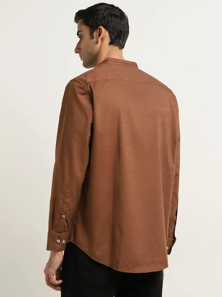 Ascot Tan Solid Relaxed-Fit Cotton Shirt