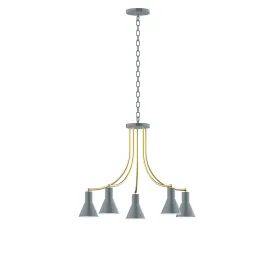 Axis Flare 5-Light LED Chandelier in Slate Gray with Brushed Brass Accents