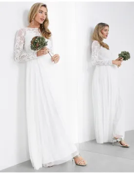 AYLA EMBROIDERED BODICE MAXI WEDDING DRESS