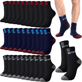 Bencailor 15 Pairs Men's Crew Socks Breathable Athletic Comfort Lightweight Sport Socks for Men
