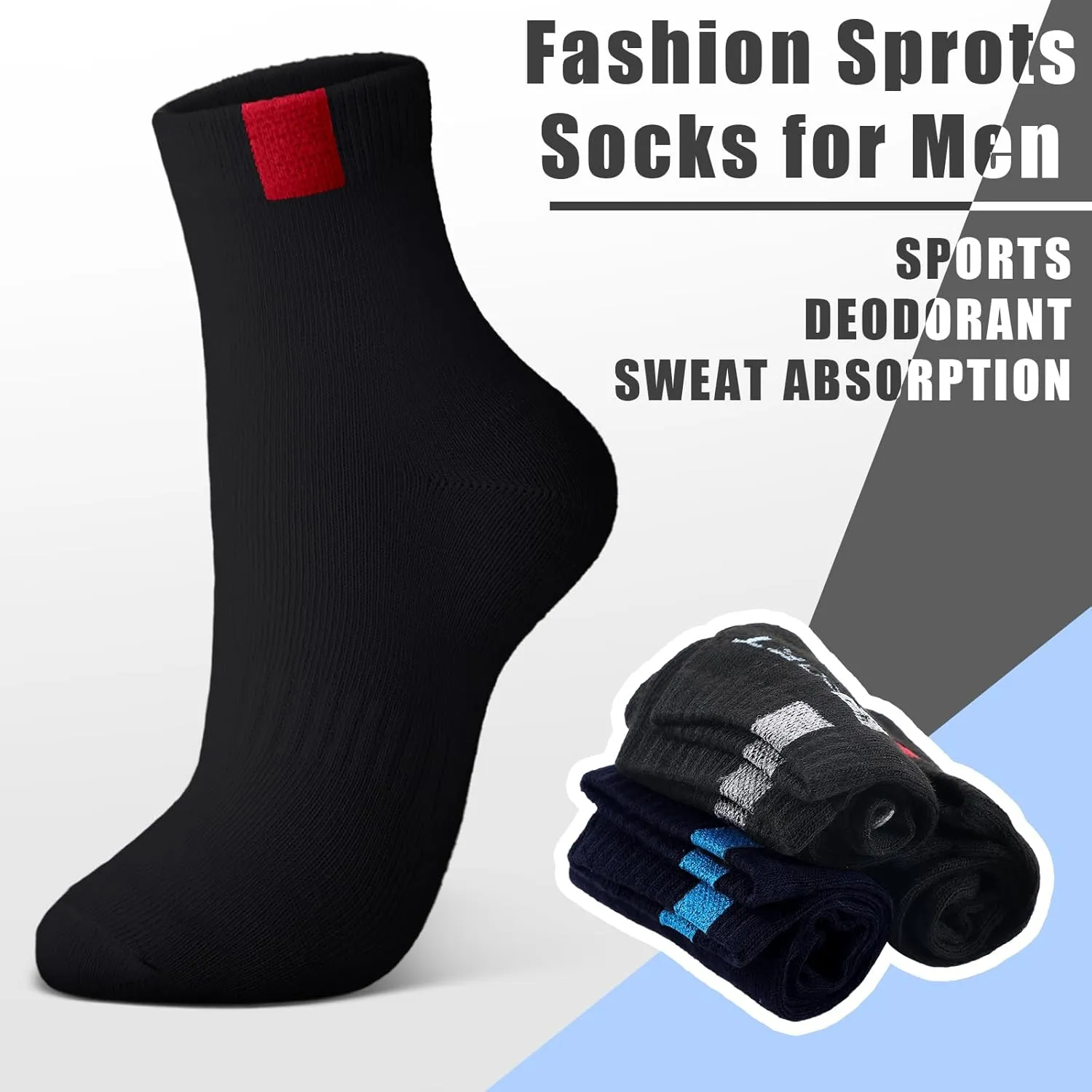 Bencailor 15 Pairs Men's Crew Socks Breathable Athletic Comfort Lightweight Sport Socks for Men