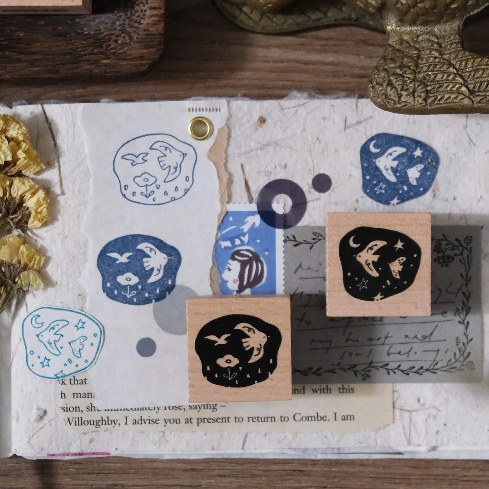Birds// Day & Night Rubber Stamp Set