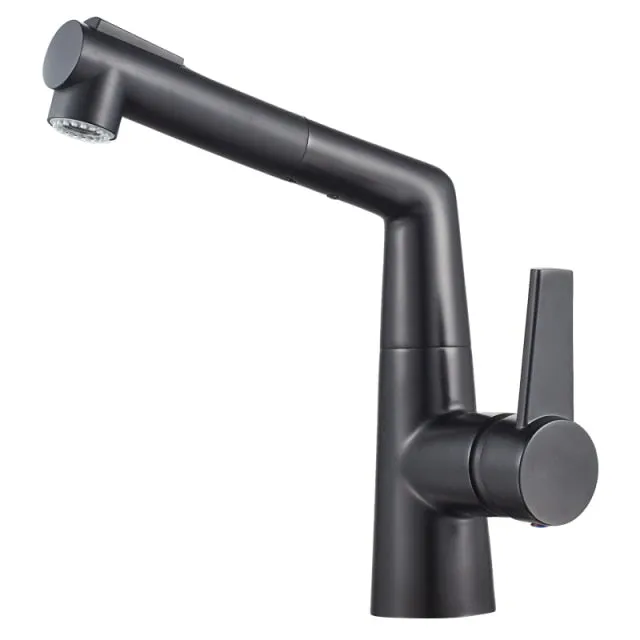 Black & Chrome Pull Out Bathroom Tap
