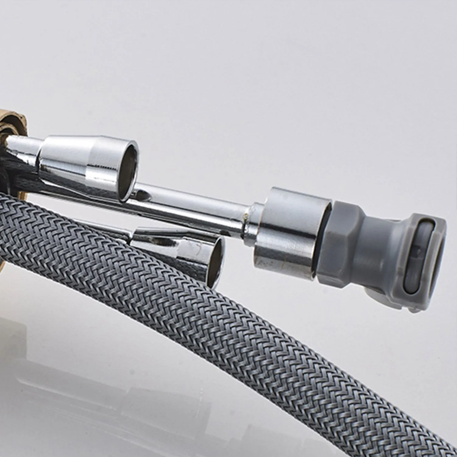 Black & Chrome Pull Out Bathroom Tap