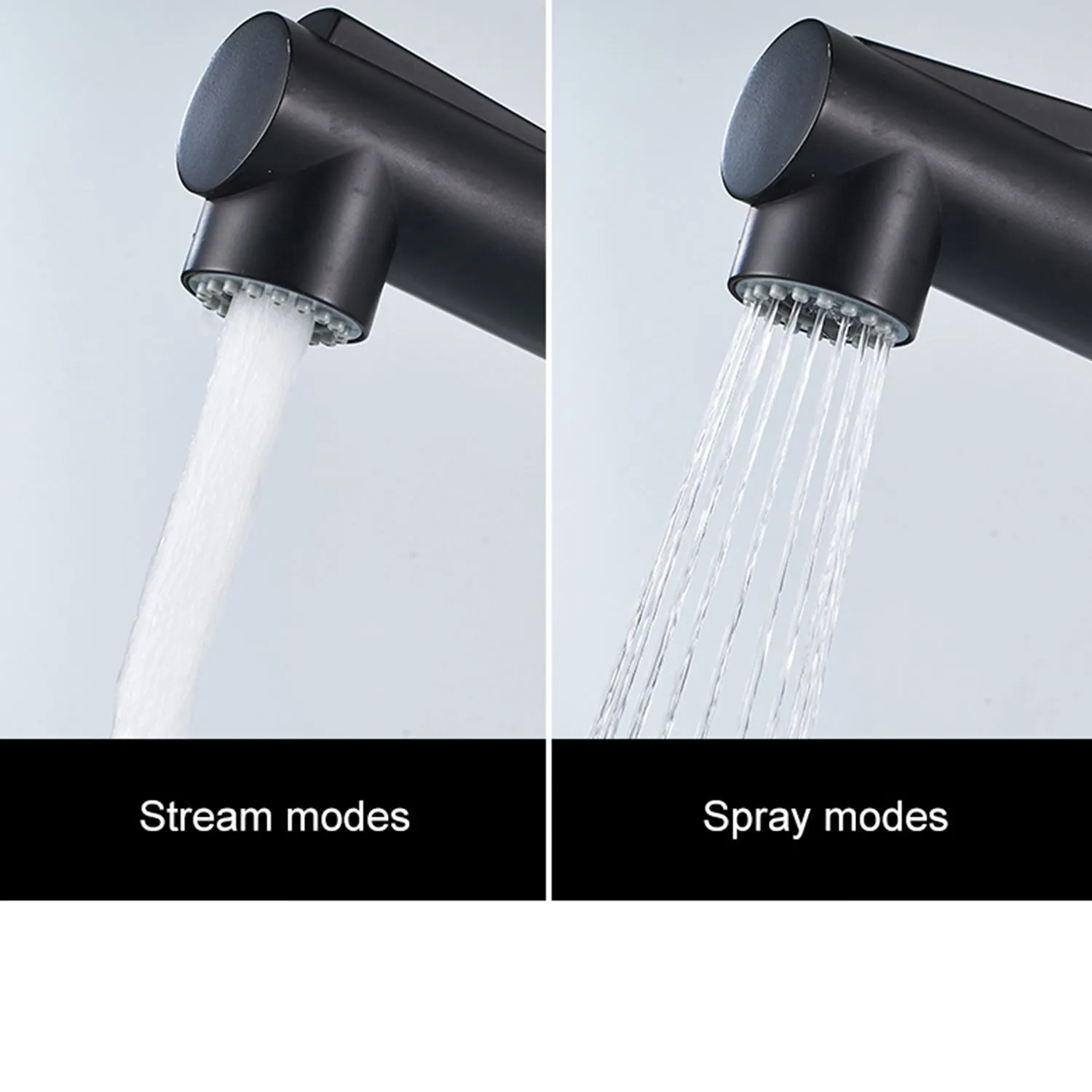 Black & Chrome Pull Out Bathroom Tap