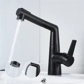 Black & Chrome Pull Out Bathroom Tap