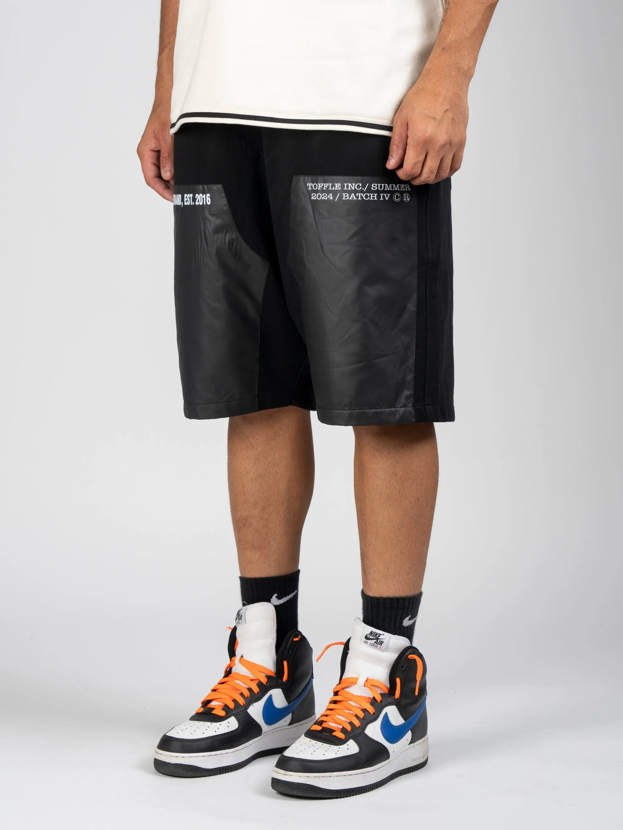 Black Printed Knee Shorts