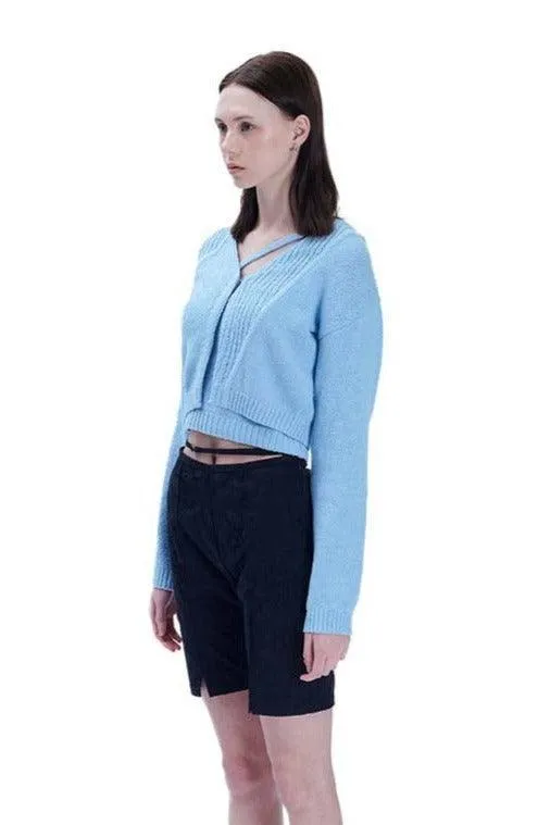 Blue Crop Knit Top and Cardigan