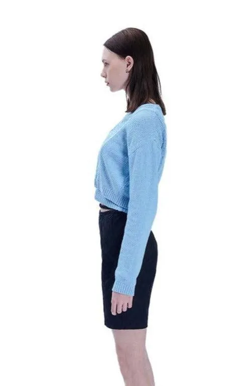 Blue Crop Knit Top and Cardigan