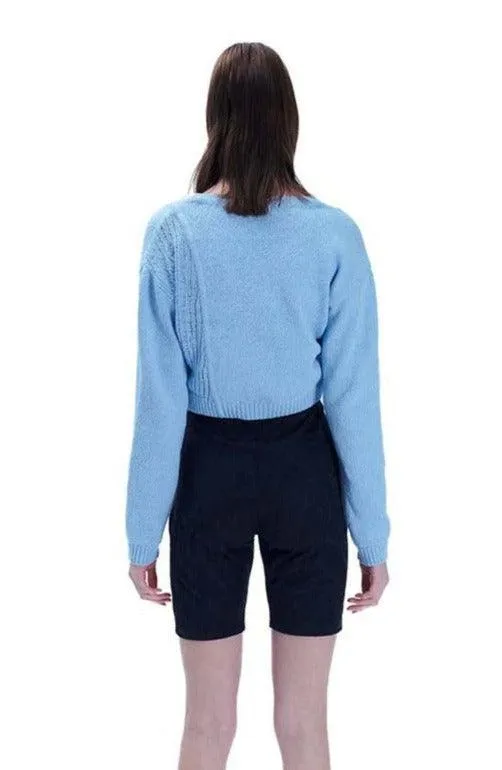 Blue Crop Knit Top and Cardigan