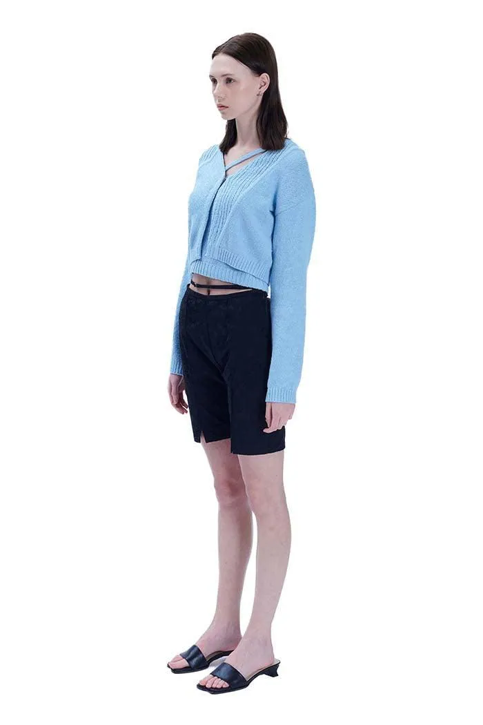 Blue Crop Knit Top and Cardigan