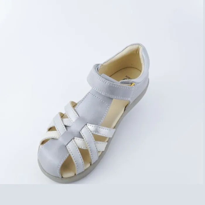 Bobux Kids Plus KP Leather Sandal Cross Jump 837002 Silver Pearl