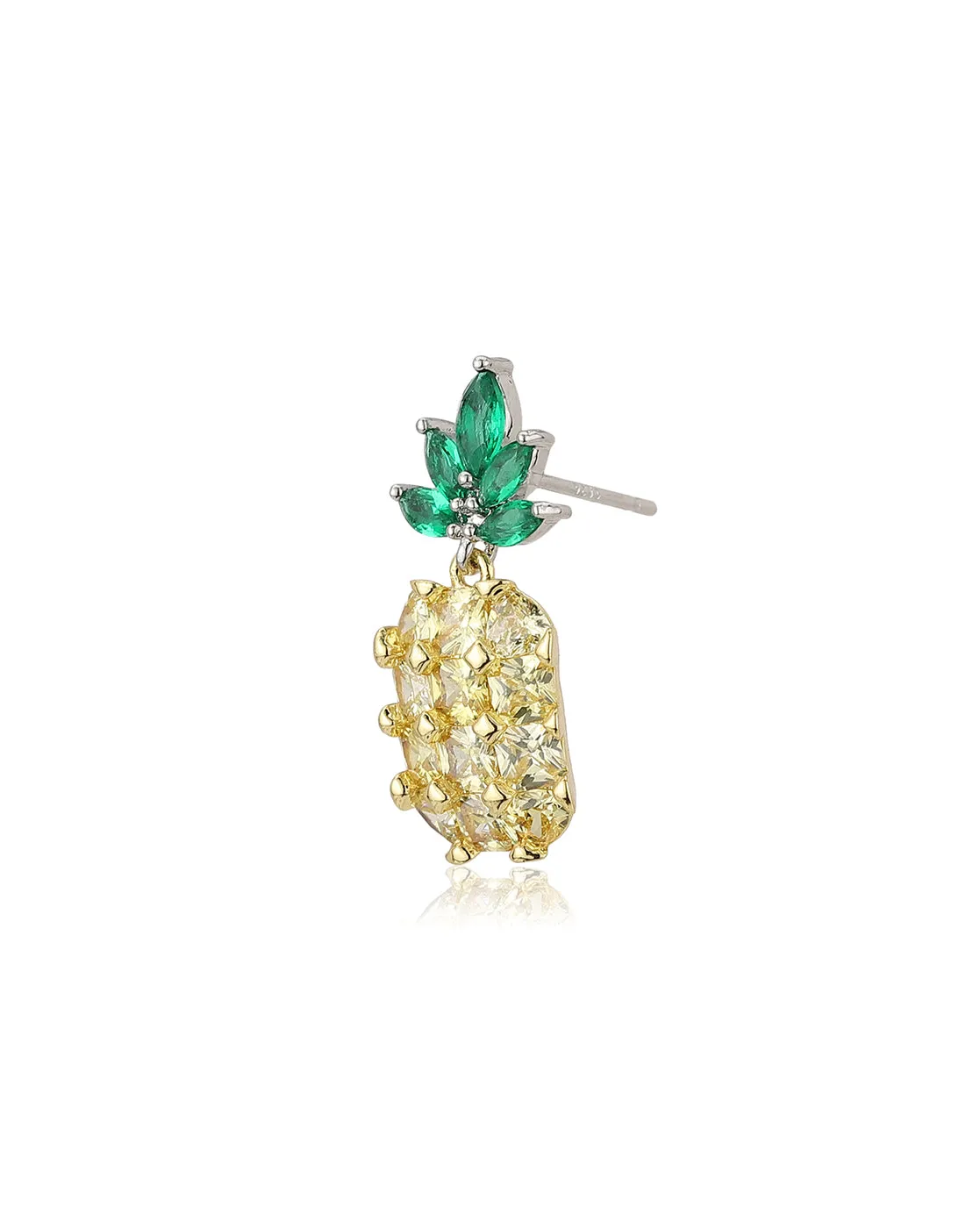 Carlton London Gold Plated Cz Pineapple Drop Earring For Women