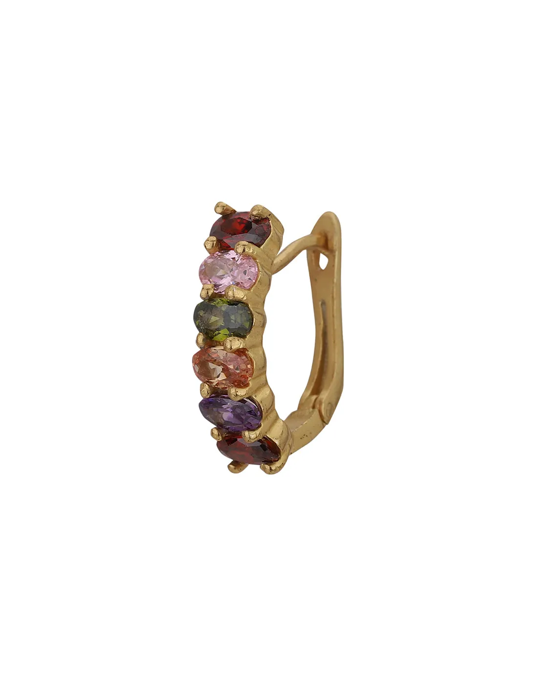 Carlton London Gold Plated Multicolored Stone Circular Huggie Hoop Earring For Women
