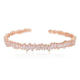 Carlton London Premium Jwlry-Rose Gold Toned Cz Studded Rose Gold-Plated Cuff Link Braclet Fjb4181