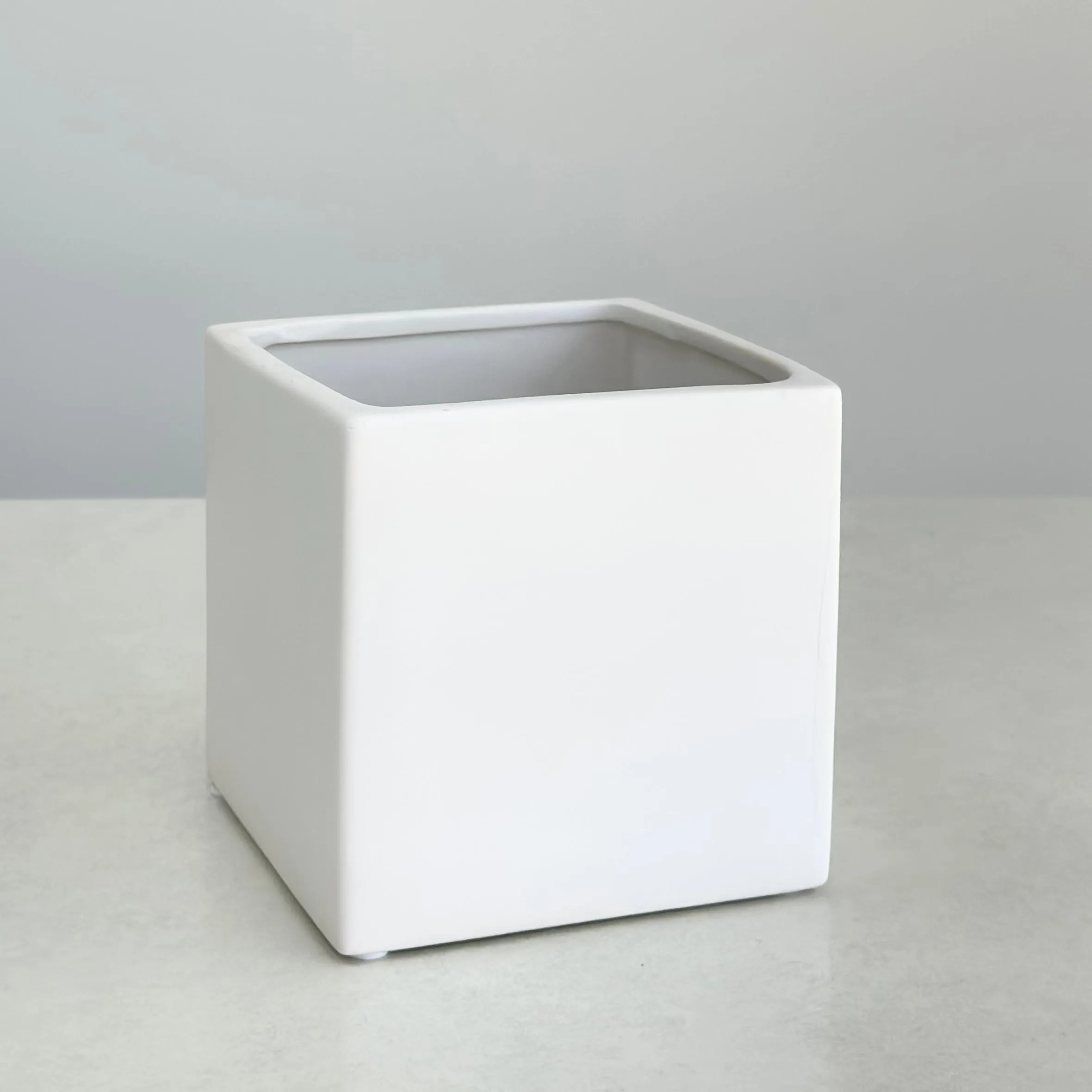 Ceramic Square White Pot Matte Finish