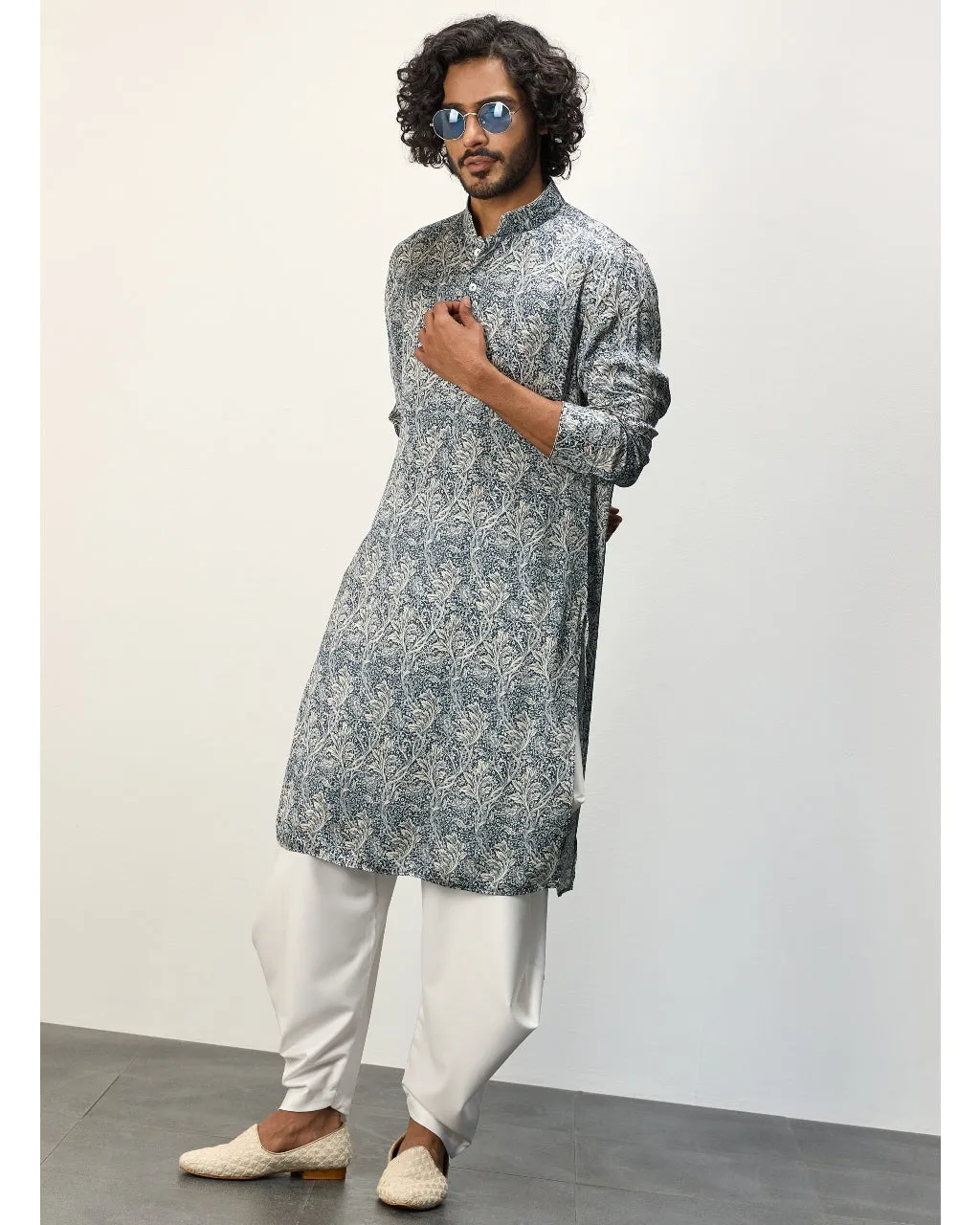 Champagne Jaal Printed Kurta Set