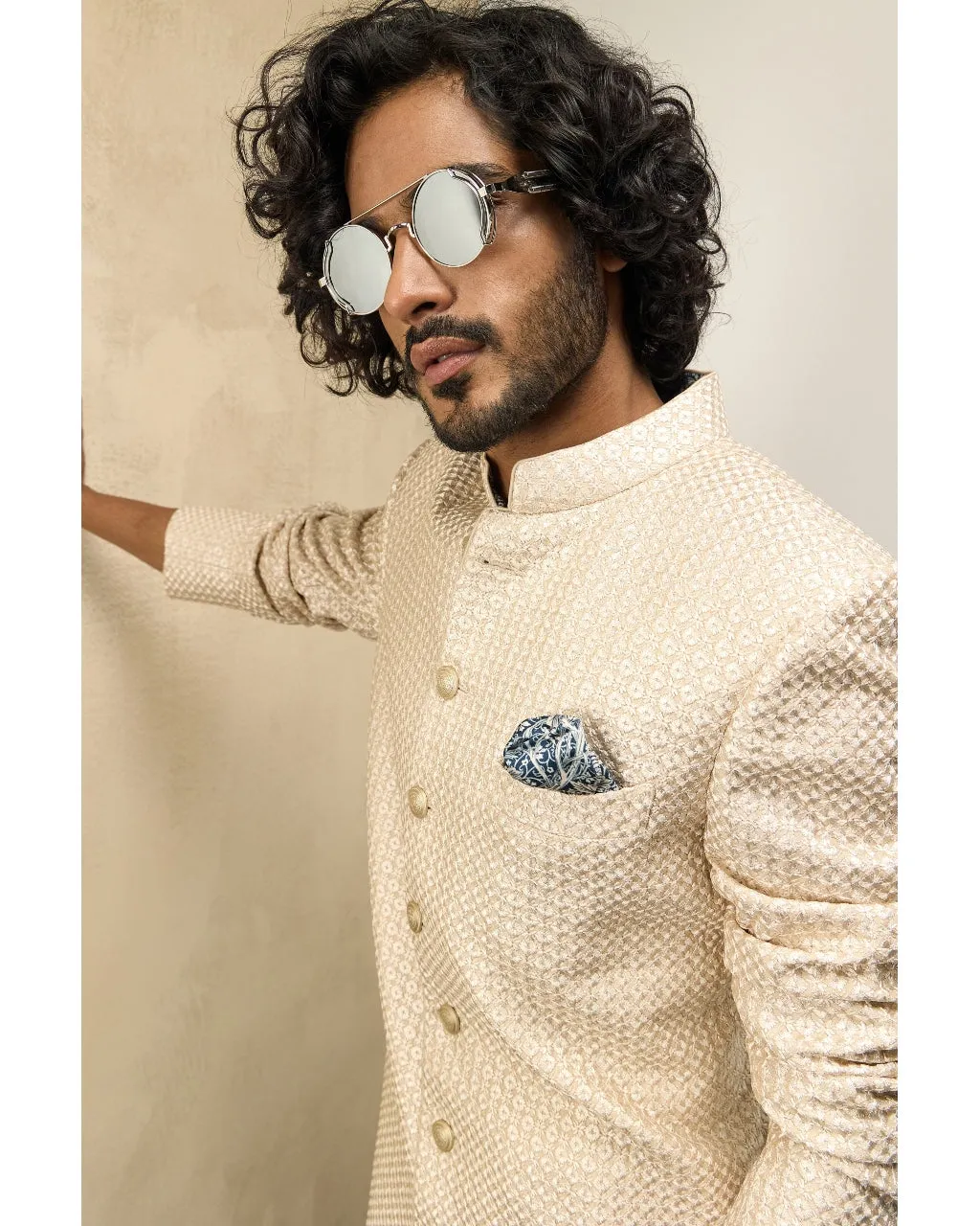 Champagne Jaal Printed Kurta Set