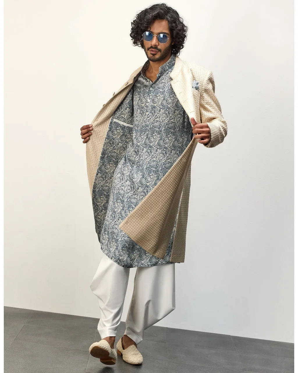 Champagne Jaal Printed Kurta Set