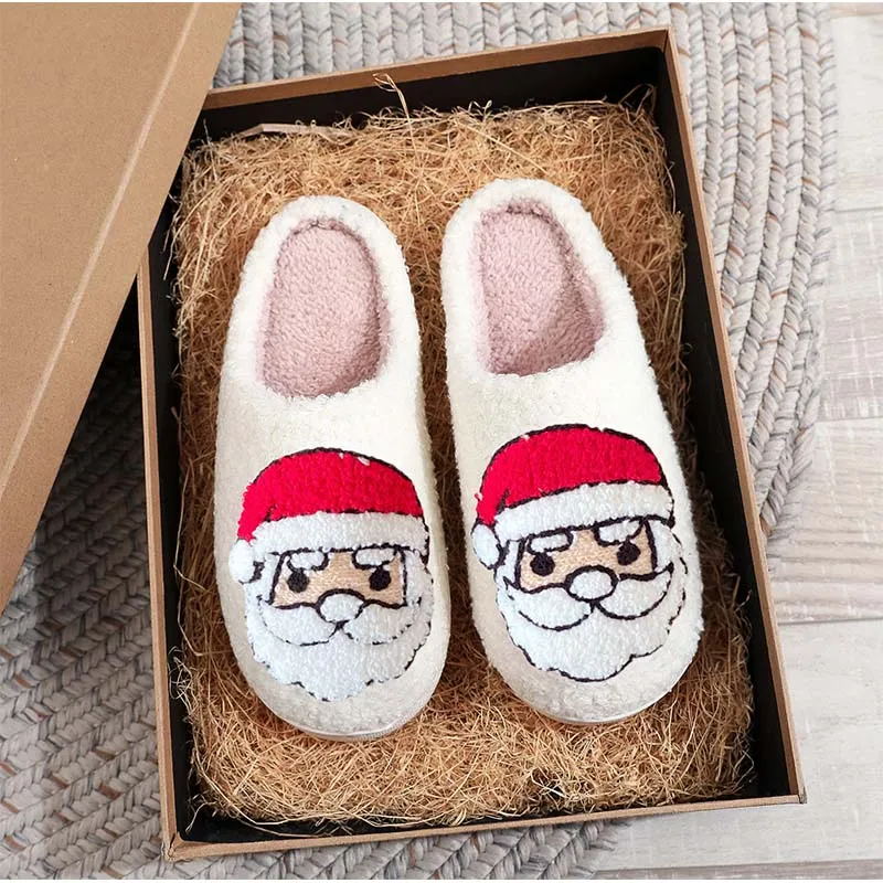 Christmas Y2K White Plush Slippers