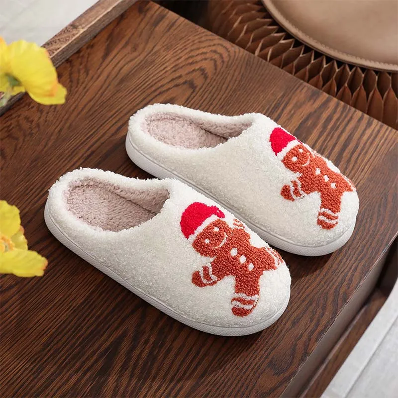 Christmas Y2K White Plush Slippers