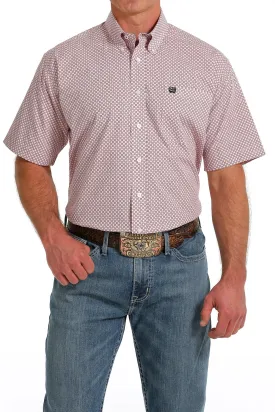Cinch Men's Geometric Pink Print Button Down